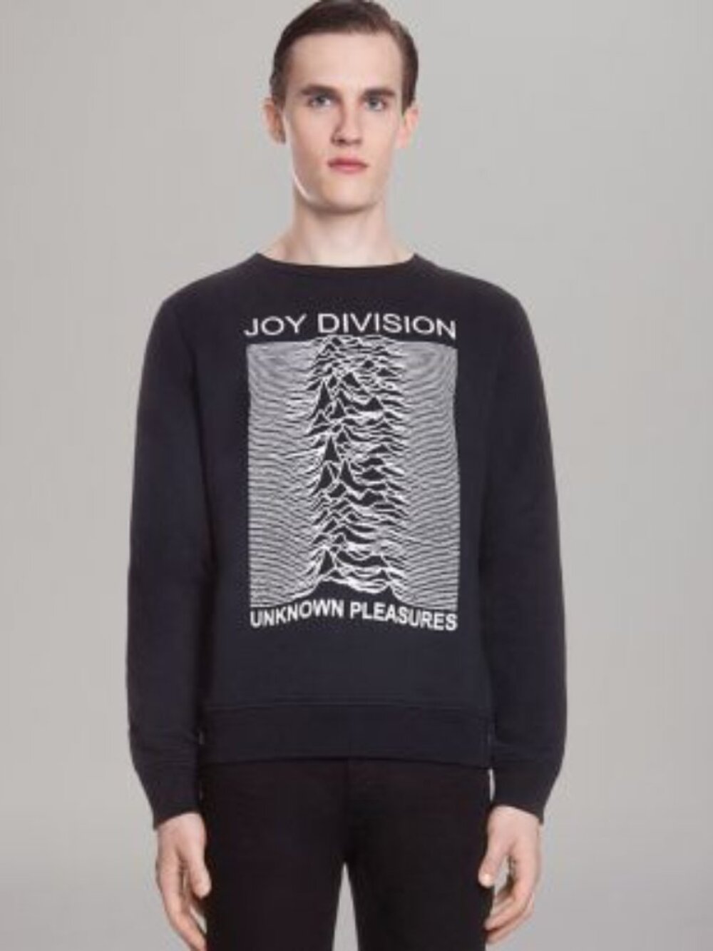 Joy Division Unknown Pleasures Black Graphic Cotton Sweatshirt Crewneck Size L